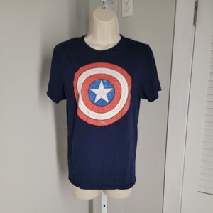 Marvel T -Shirt Blouse ~ Sz S ~ Blue & Red ~ Short Sleeve